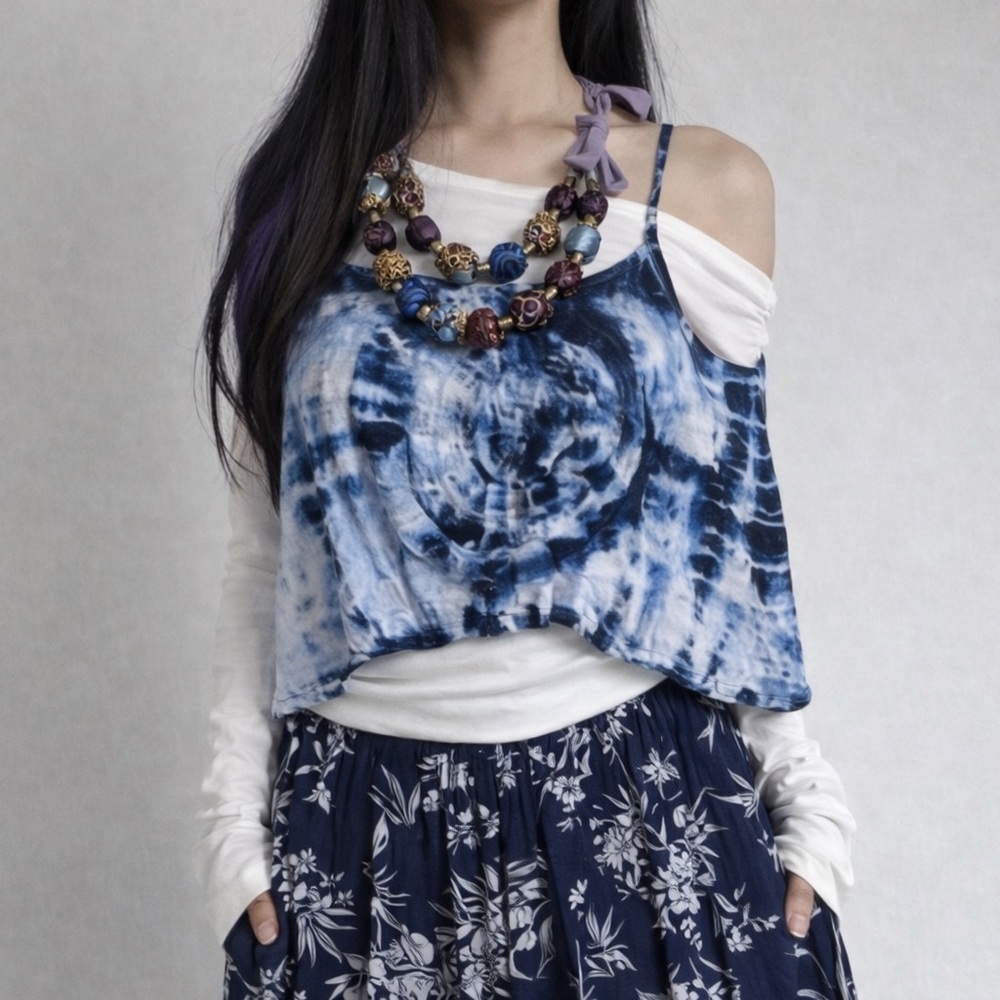 Hand Crafted Purple and Blue Beaded Necklace
